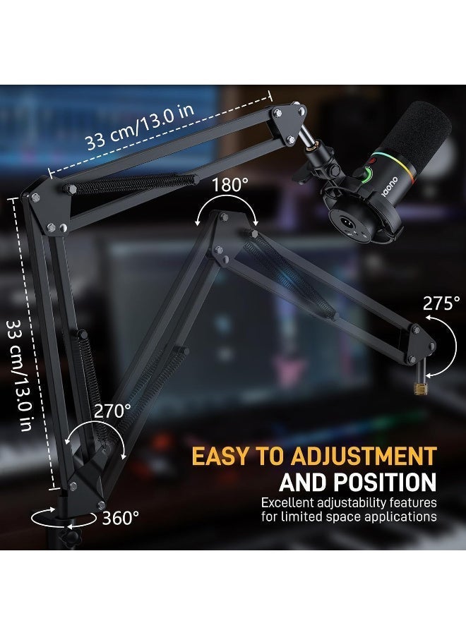 ماونو BA20 Microphone Suspension Boom Scissor Arm Stand Black - Image 2